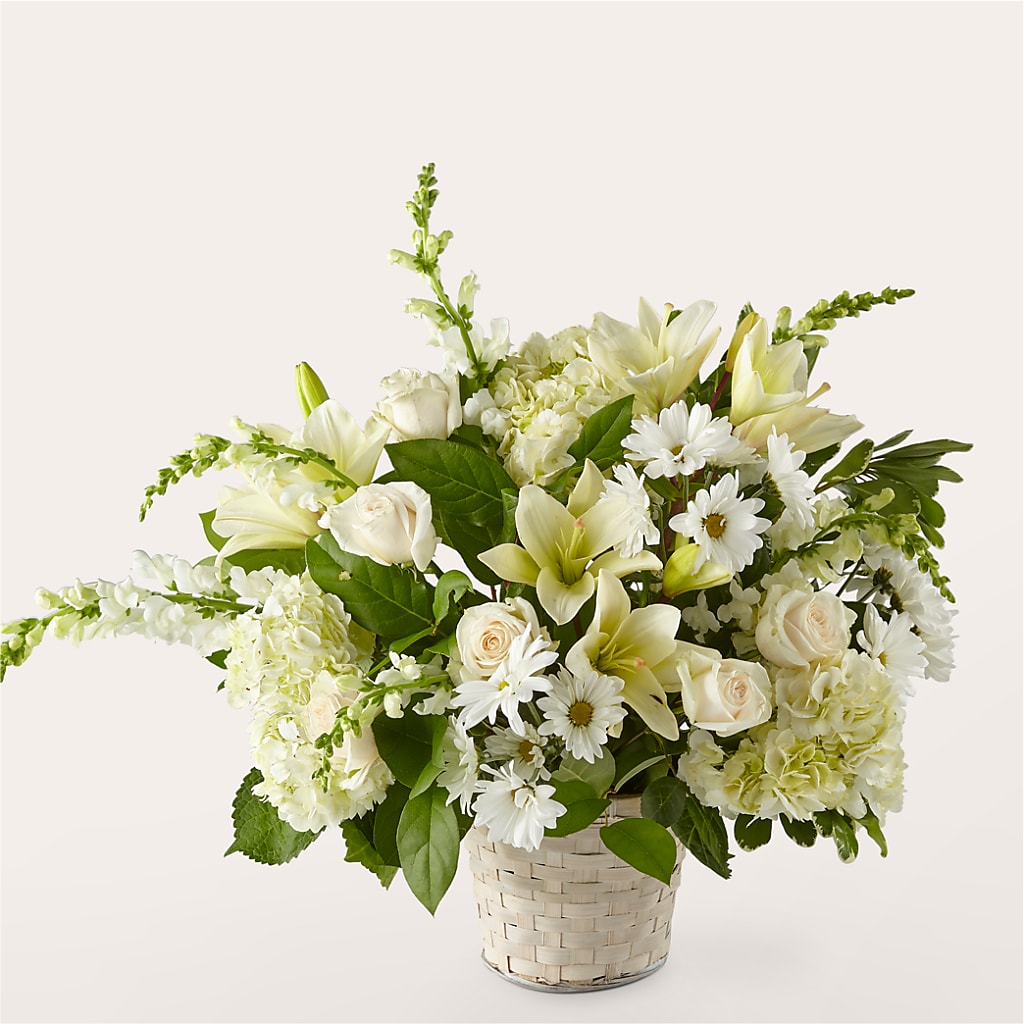 Ivory Elegance Floral Basket – BLOSSOMS & BOWS FLORIST & GIFTS, Springfield KY