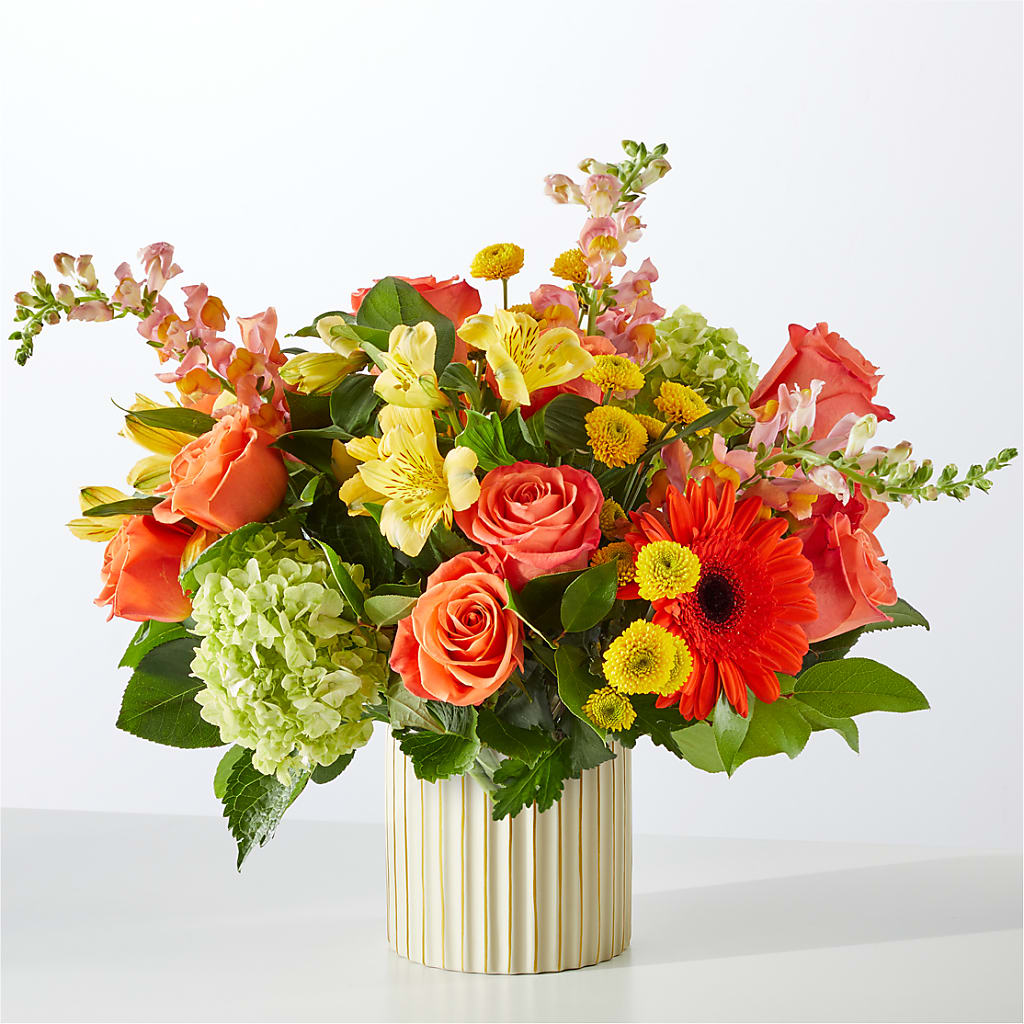 Autumn Sunshine Bouquet with Ivory Vase – BLOSSOMS & BOWS FLORIST & GIFTS, Springfield KY