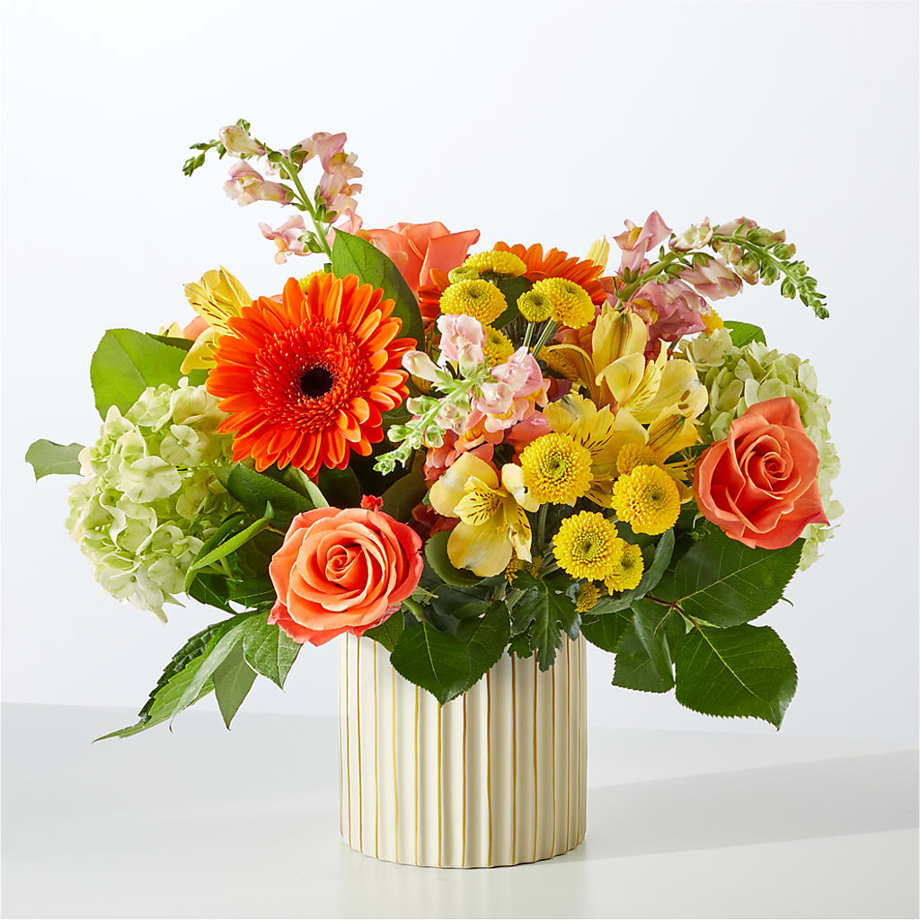 Autumn Sunshine Bouquet with Ivory Vase – BLOSSOMS & BOWS FLORIST & GIFTS, Springfield KY