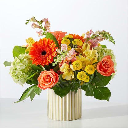 Autumn Sunshine Bouquet with Ivory Vase – BLOSSOMS & BOWS FLORIST & GIFTS, Springfield KY